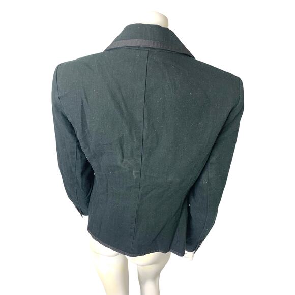 Merona Size M Black Blazer with Satin Trim and Dark Green Undertones - Picture 4 of 9